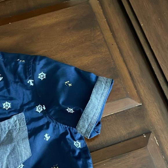 Boys size 7 original weatherproof vintage blue short sleeve button-down shirt - Picture 3 of 7